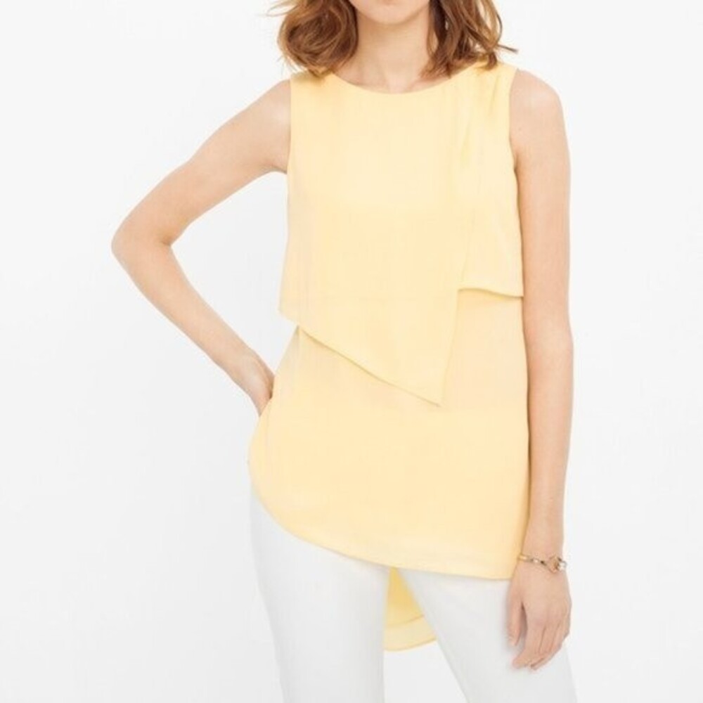 White House Black Market yellow layered long blouse XS